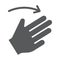 Three fingers flick right glyph icon, gesture and hand, click sign, vector graphics, a solid pattern on a white