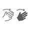 Three fingers flick right line and glyph icon, gesture and hand, click sign, vector graphics, a linear pattern on a