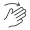 Three fingers flick right line icon, gesture and hand, click sign, vector graphics, a linear pattern on a white