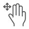 Three fingers free drag line icon, gesture and hand, swipe sign, vector graphics, a linear pattern on a white background
