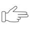 Three fingers gesture thin line icon, Hand gestures concept, Pointing fingers sign on white background, hand showing
