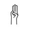 Three fingers salute sign vector icon