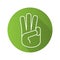 Three fingers up flat linear long shadow icon