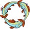 Three fishes in circle