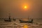 Three fishing boats in the evening, Chanthaburi.