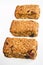 Three flapjack pieces in a row