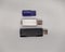 three flash drives. three USB flash drives on a white background top view