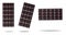 Three flying bars of dark chocolate isolated