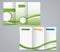 Three fold brochure template, corporate flyer or cover design in green colors