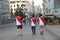 Three football fans in t-shirts with the inscription Egypt and the number ten