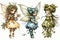 Three forest fairies girls isolated on white background. Generative ai