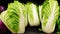 Three fresh heads of Chinese cabbage or Bok Choy