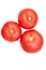 Three fresh healthy tomatoes isolated over white background