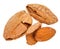 Three fried almond nuts