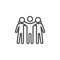 Three friend standing line icon