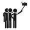 Three friends making selfie icon, simple style