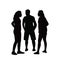 Three friends standing and making chat, body silhouette vector