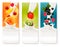 Three fruit and milk labels. Vector.