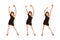 Three full length poses of an attractive young female dancer