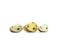 Three funny dinosaur pistachio with eyes nose and mouth isolated