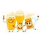 Three funny smiling beer glass and mug characters having fun