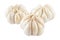 Three Garlic Bulbs and Garlic Cloves on White Background