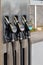 Three gas pumps