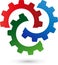 Three gears, tools and locksmith logo