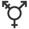 Three Gender Symbol Flat Icon