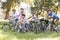 Three Generation Family On Cycle Ride In Countryside