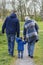 Three generations grandmother, son and grandson to walk through the park in the spring, Zoetermeer, Netherlands