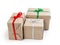 Three gift boxes from recycled paper