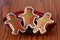 Three gingerbread boy cookies