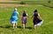 Three girls in Dirndl having fun