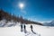 Three girls have fun on a snowshoe hike