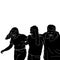 Three girls having fun, friends time the silhouette of people for friendship day. hand-drawn character illustration of happy