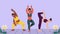 three girls practicing yoga characters animation