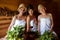 Three girls relaxing in sauna