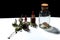 Three glass bottles with herbal extracts and dried herbs