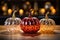 Three glass pumpkins, Halloween home decoration decor elements, hand made transparent colored glass