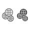 Three globes, multicultural, worldwide line and solid icon, international concept, exchange vector sign on white