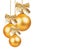 Three gold Christmas balls with golden bow