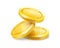 Three Gold coins. Cash change money. Coins isolated