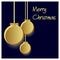 Three gold paper christmas decoration baubles hanging black background eps10