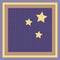 Three gold stars on violet checkered background. Print for handkerchief, napkin, pillowcase