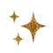 Three golden glitter silhouette star flat icon