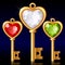 Three golden keys with Jewel heart