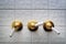 Three golden shower valve handles