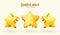 Three golden stars. Template for mobile game. Achievement concept.