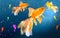 Three goldfish and seahorses
